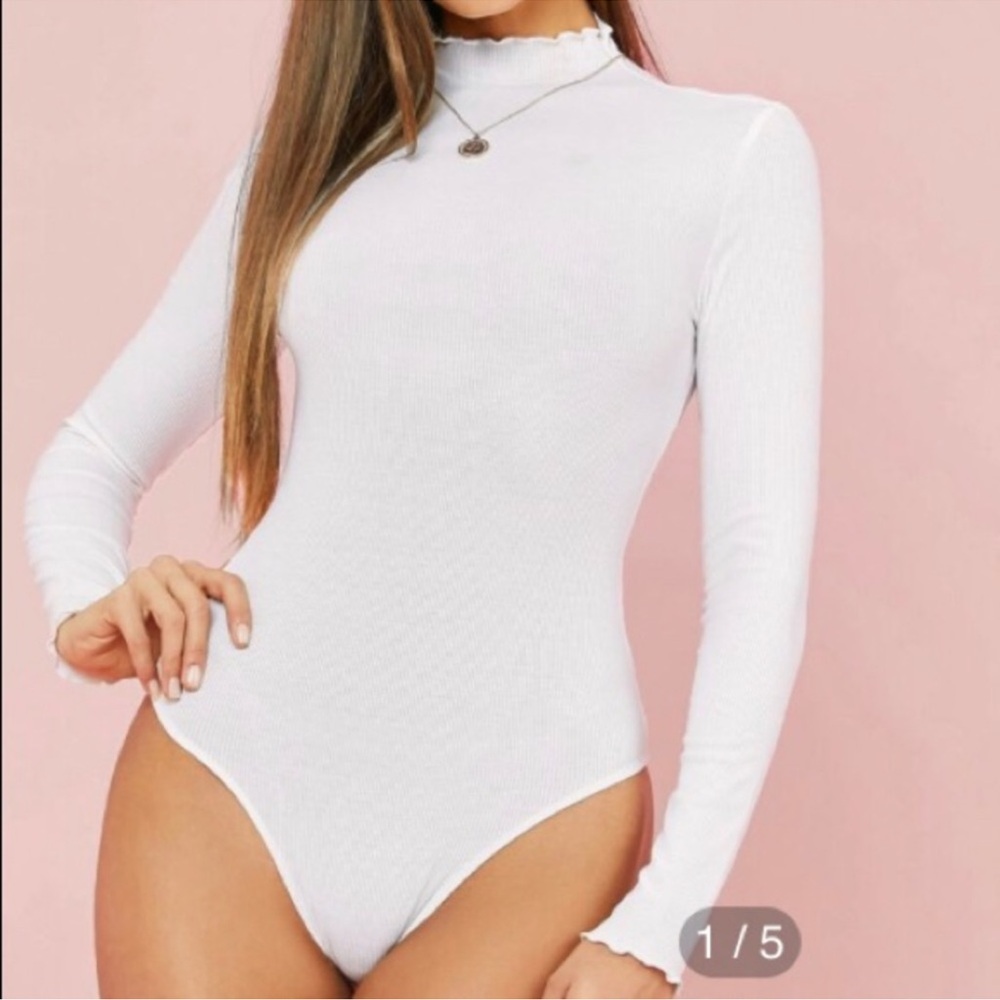 SHEIN Long Sleeve Lettuce Bodysuit